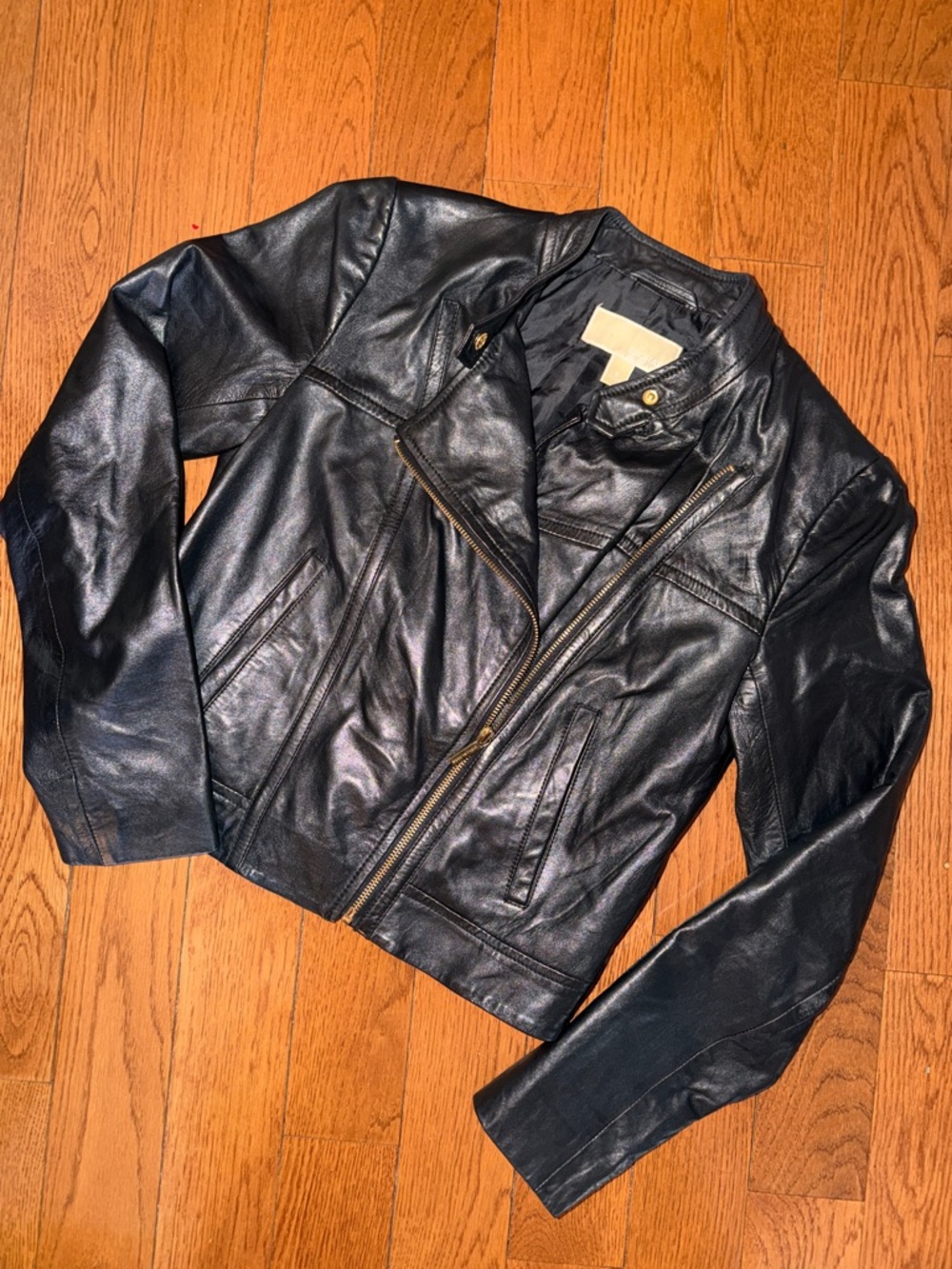 MICHAEL Michael Kors Black Lamb Leather Moto Jacket